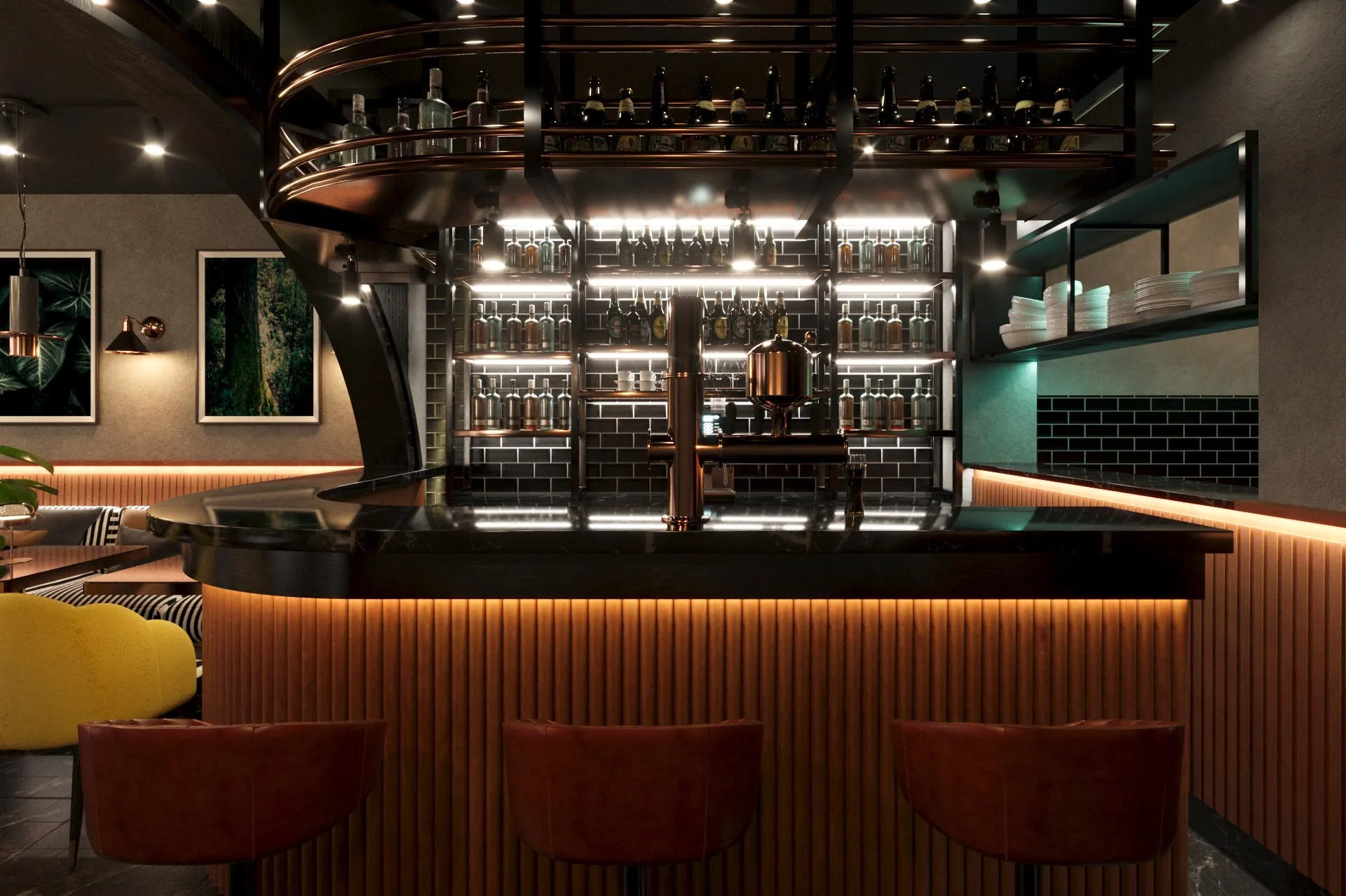 7TEA restaurant interior design by Palm Construction