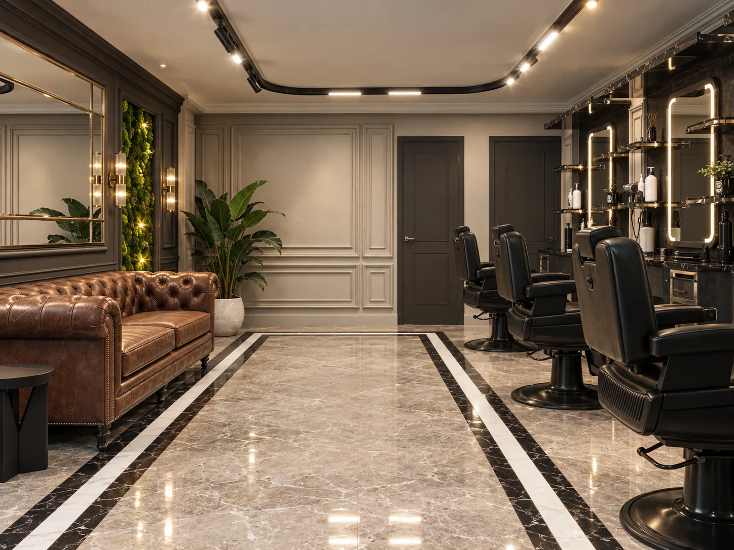 Capital Cutz Bletchley barber interior by Palm Construction